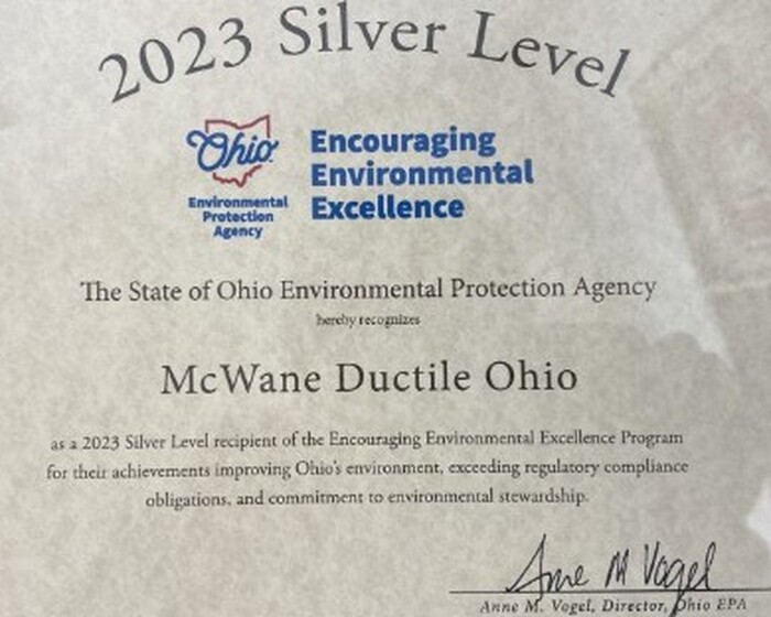 McWane Ductile earns Ohio EPA Environmental Excellence Award — MPI